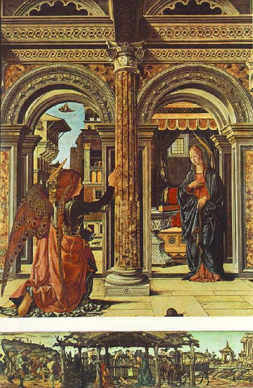 COSSA, Francesco del Annunciation and Nativity (Altarpiece of Observation) df Sweden oil painting art